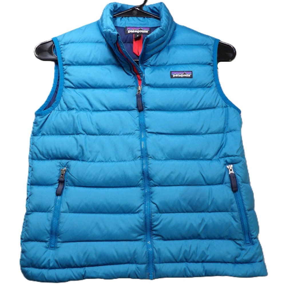 Patagonia Down Puffer Vest Kids 10 Blue Full Zipper Lightweight Outerwear Winter